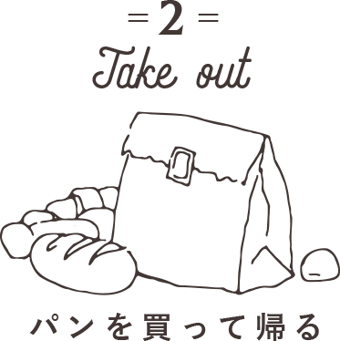 2. Take out パンを買って帰る